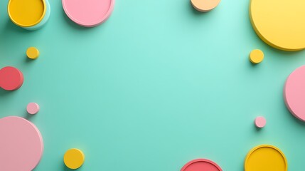 Colorful Circles on Light Teal Background for Creative Design and Art Projects in Minimalist Style