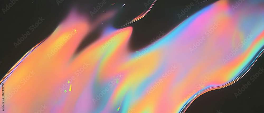 Fototapete overlay texture of light with rainbow colors on a dark background creates a mesmerizing effect