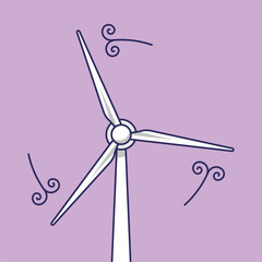Rotating Wind Turbines Vector - Renewable Energy Artwork for Eco-Friendly and Sustainable Projects
