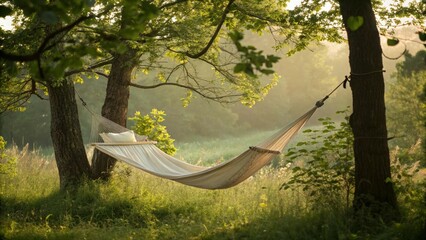 Solitary Hammock: Relaxing Outdoor Scene