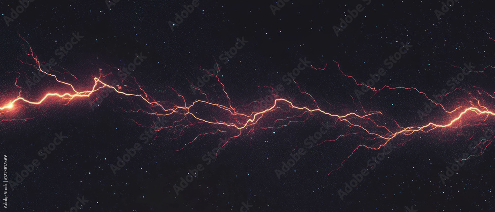 Poster Dynamic lightning flashes create an energetic overlay on a dark background