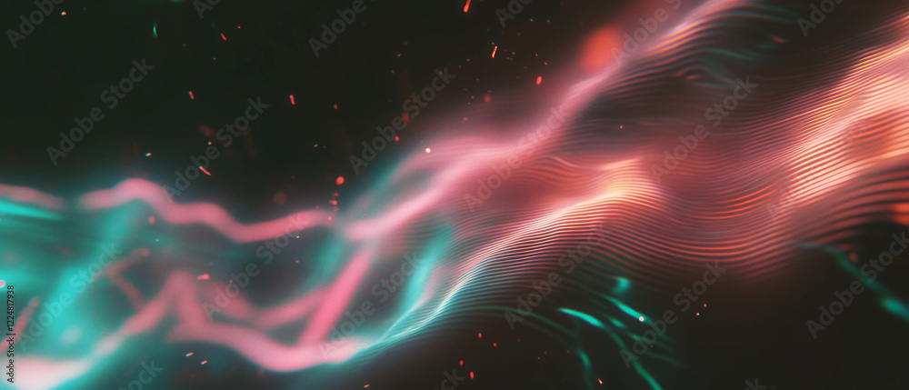 Poster Dynamic lightning frame overlay with cool colors creating an electric atmosphere