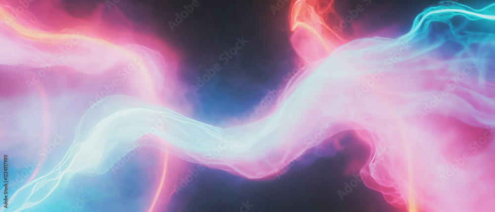 Poster Dynamic lightning frame with cool tones creating an electric atmosphere against black backdrop