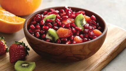 Refreshing Fruit Salad with Pomegranate, Kiwi, and Orange