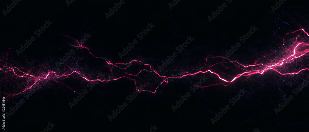 Poster Intricate lightning overlay texture featuring geometric shapes on a dark background