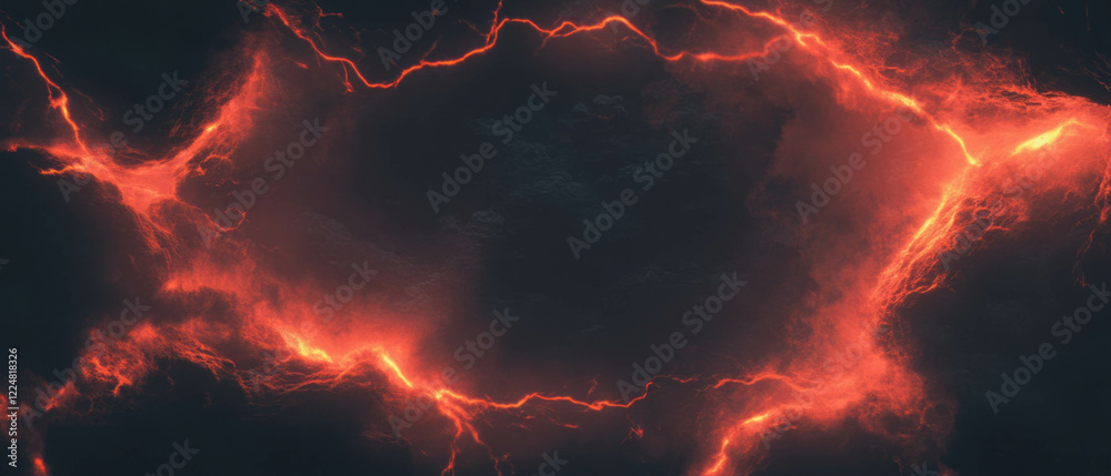 Poster dramatic lightning frame overlay with harsh edges and strong light against a dark background