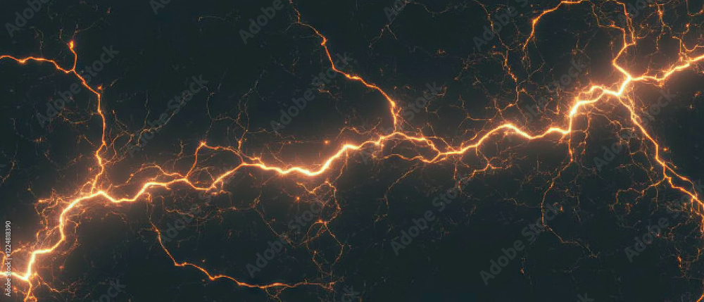 Poster Dynamic lightning overlay frame with electric glow and jagged edges on a dark background