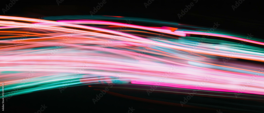 Poster dynamic light trails showcasing lightning effects against a dark background