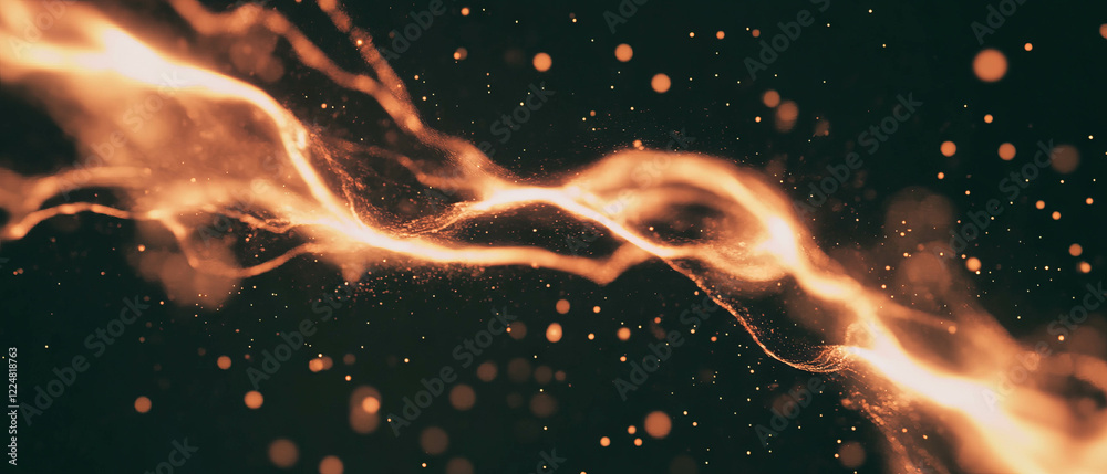 Poster Dynamic lightning overlay with pulsating light effect on a black background