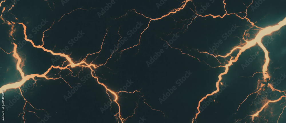 Poster texture featuring symmetrical lightning design on a black background for artistic overlay