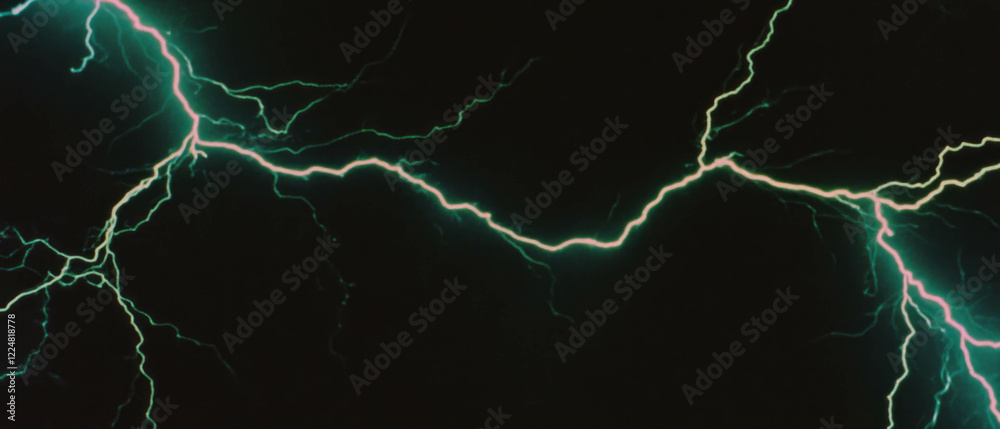 Poster Lightning frame with symmetrical design and structured patterns on a black background