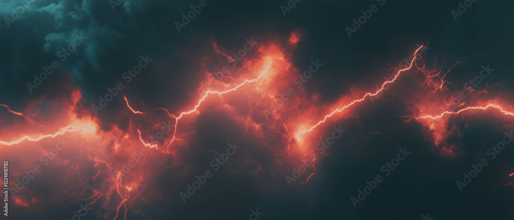 Poster dynamic lightning overlay with dramatic stormy sky and natural background in dark setting