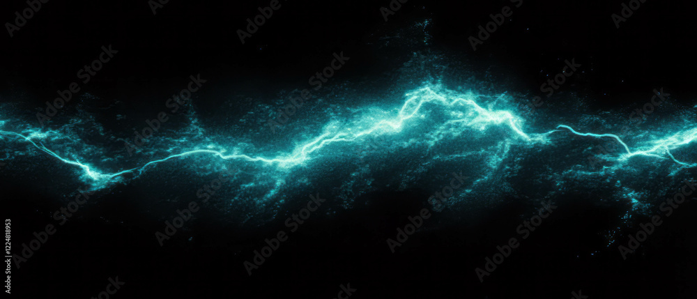 Poster Dynamic lightning overlay texture with electric interference and grainy effects on black background