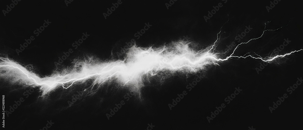 Fototapete Dynamic lightning overlay texture with grainy static effect on dark background