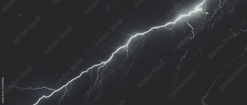 Poster Delicate electric sparks create a dynamic lightning overlay texture against a black backdrop
