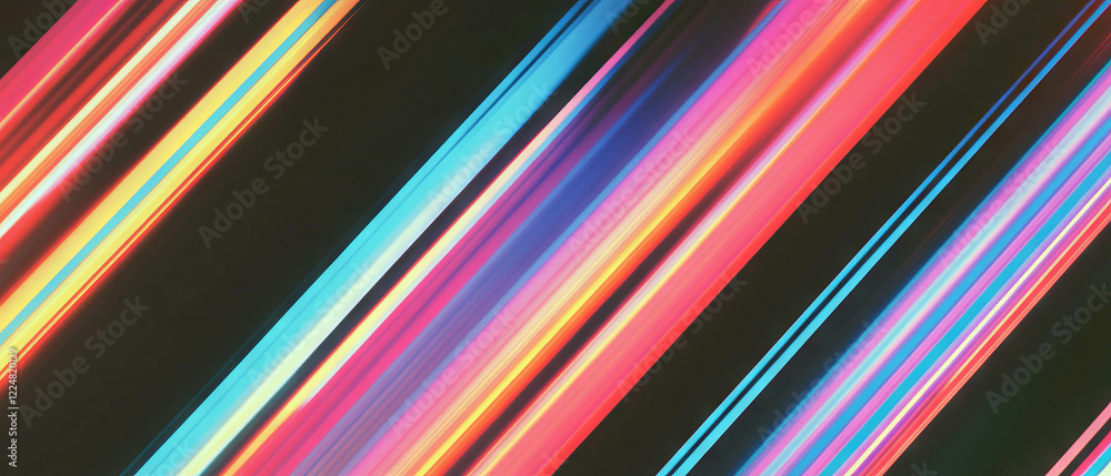 Aufkleber Vibrant line texture overlay with colorful hues on black background creating striking visual depth