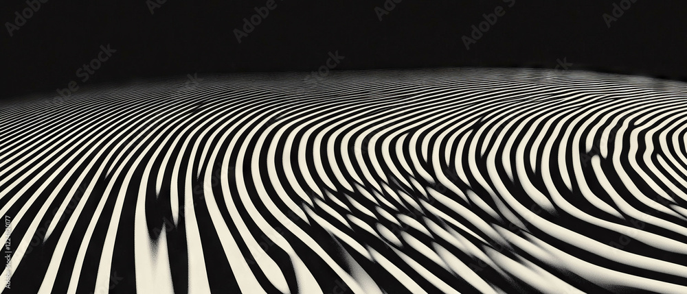 Poster Concentric lines create a mesmerizing radial pattern on a black background