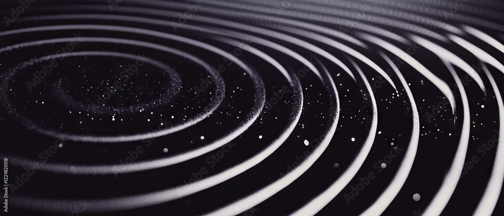 Poster Concentric line texture with radial patterns and focused appearance on black background