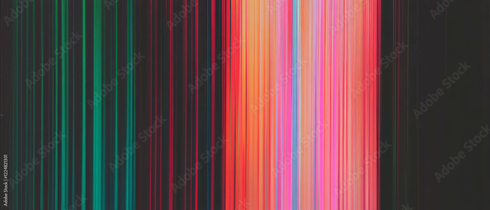 Poster Overlay texture with gradient lines transitioning in color on a black background