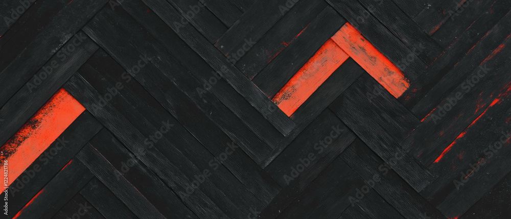 Poster line texture overlay creating geometric designs on a black background with bold accents