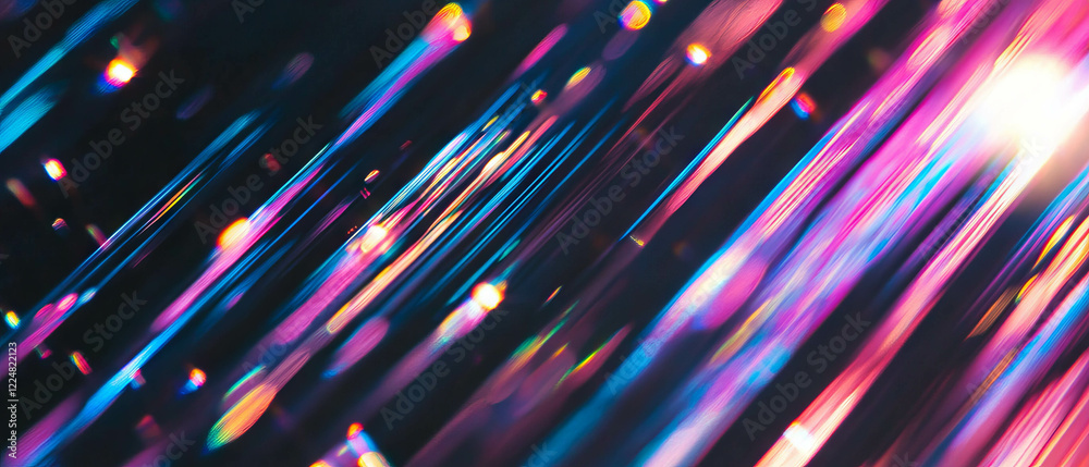 Poster Dynamic line texture overlay with reflections and vibrant colors on a dark background