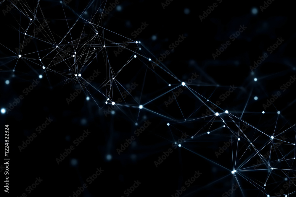 Poster abstract network connections form intricate patterns on a dark background