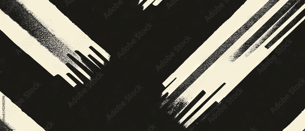 Poster Bold line texture pattern overlay on black background creates striking visual interest