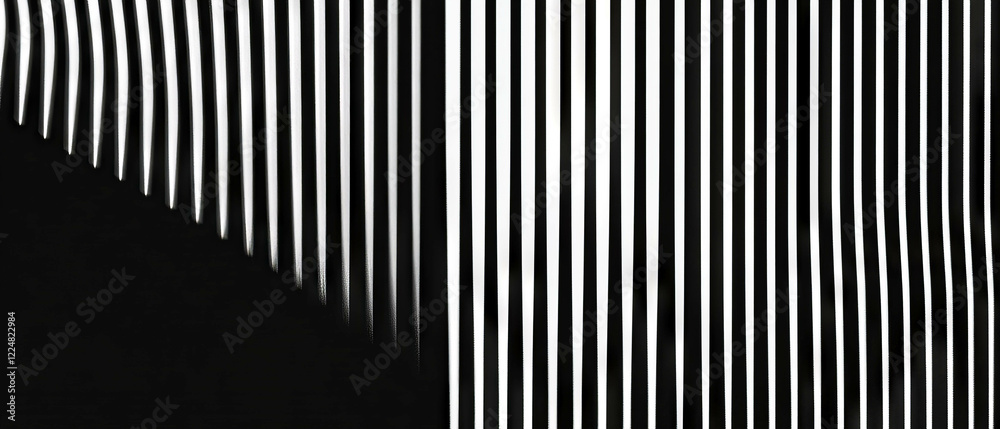 Poster Strong line texture with vertical patterns on black background creating visual appeal
