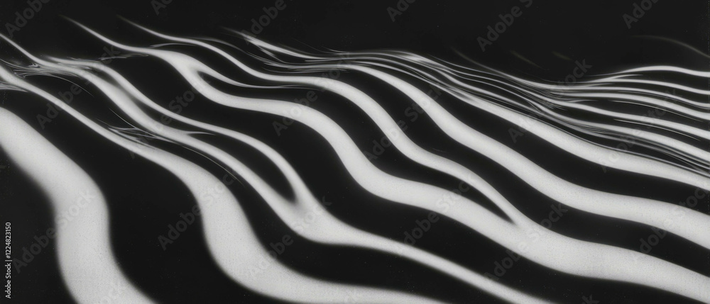 Poster Wavy line texture overlay with smooth curves against a black background creating a flowing design