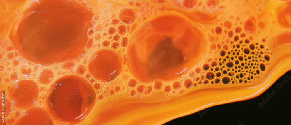 Poster liquid bubbles texture with large bubbles on a black background showcasing viscous effect