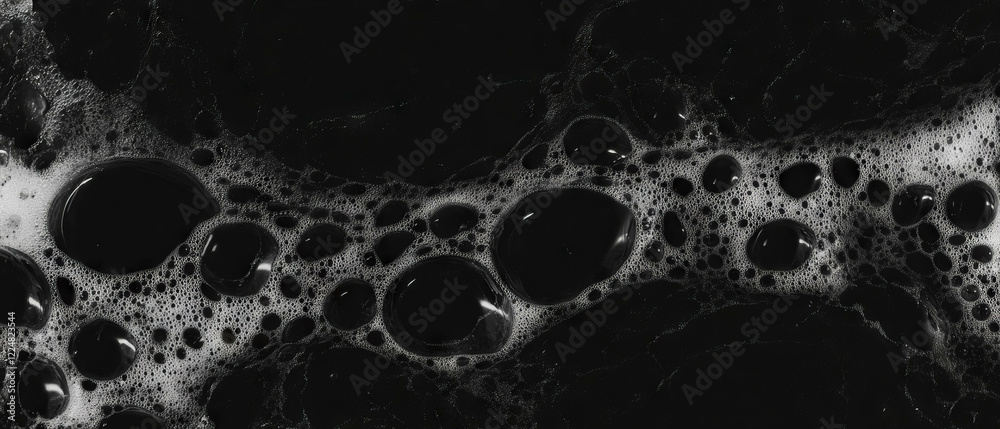 Poster liquid bubbles creating a smooth and dense texture against a black background