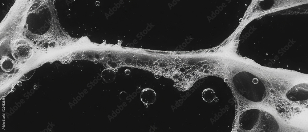 Aufkleber Liquid bubbles create intricate patterns in a dark space with smooth textures and clusters