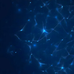 Abstract Background Creates a Network of Glowing Lines and Points in Deep Blue Dynamically with Subtle Lighting Effects