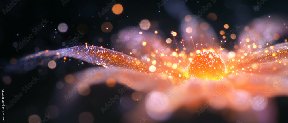 Poster Macro dust creates a stunning visual effect with intricate details on a black background