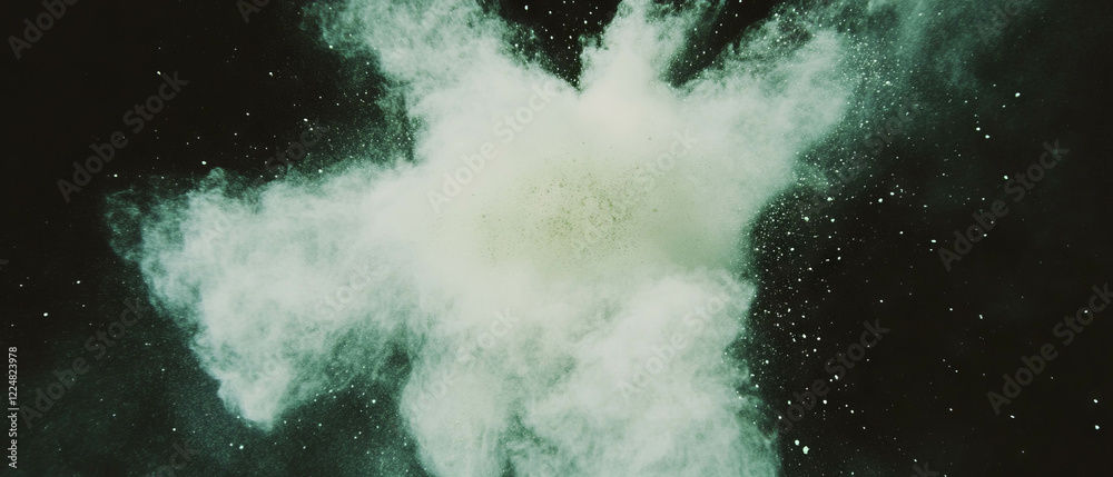 Poster macro view of dust particles revealing intricate details against a black background