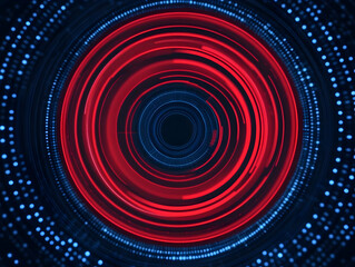 Obraz premium Abstract Circular Background Shows Red and Blue Rings Radiating with Digital Texture Elements