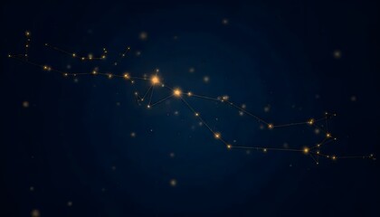 Glowing constellation lines forming the celestial outline of the Taurus zodiac sign amid a dark starlit space illustration