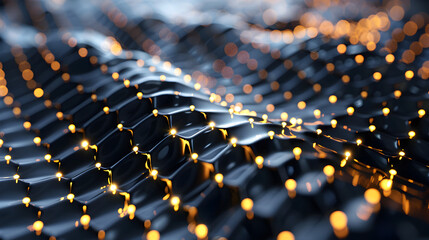 Fototapeta premium Abstract representation of a textured surface with glowing nodes, suggesting technology or data.