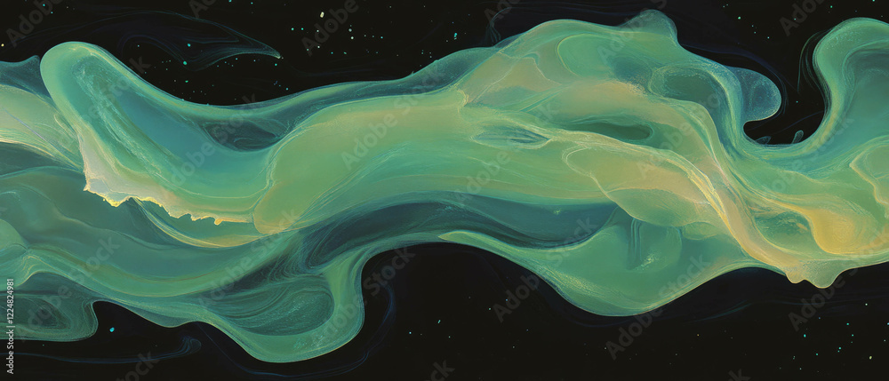 Poster organic watercolor flow texture creating a fluid movement on a dark background