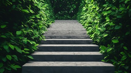 Stone Steps Through Lush Greenery A Serene Garden Path