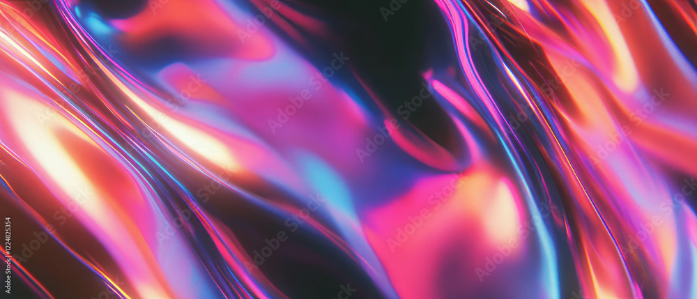 Poster neon frame overlay with vibrant colors and glowing effect on black background