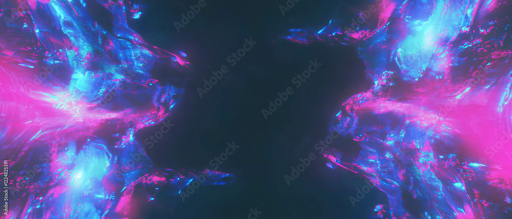 Poster vibrant neon frame overlay with glowing effects on a dark background for creative projects
