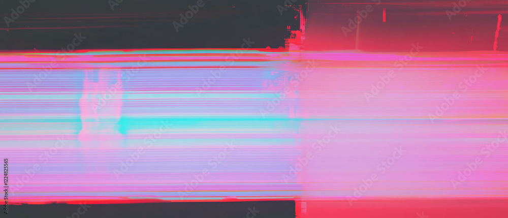 Aufkleber vibrant neon glitch effect overlay with distorted lines on a black background
