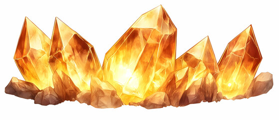 Glowing amber crystals, game asset
