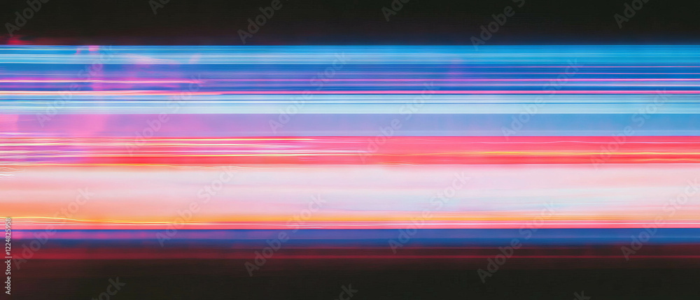 Poster Dynamic neon light trails create vibrant patterns against a dark background