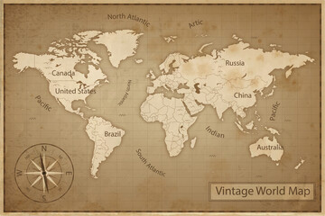 1 Vintage world map