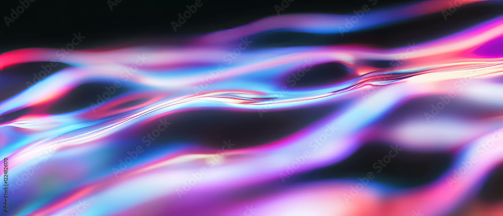 Poster Modern neon rectangle with glowing texture on a black background creating a sleek design