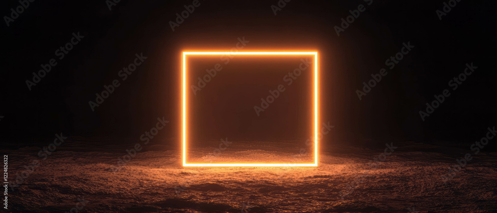 Poster Neon square overlay texture with balanced illumination on black background