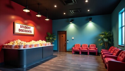 Cinema Lobby with Digital Display Advertising Student Discounts