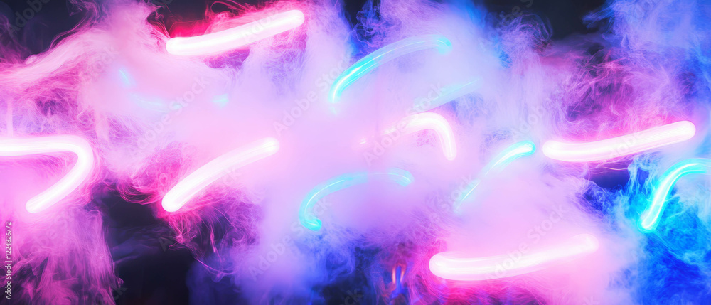 Poster Neon light texture with dark background creating a dramatic visual effect